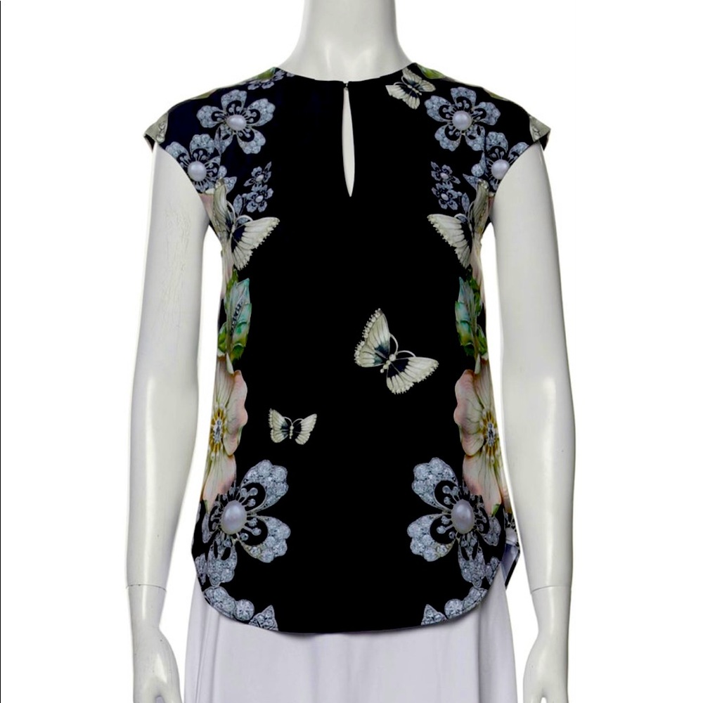 Ted Baker Floral Print Crew Neck Blouse XS
